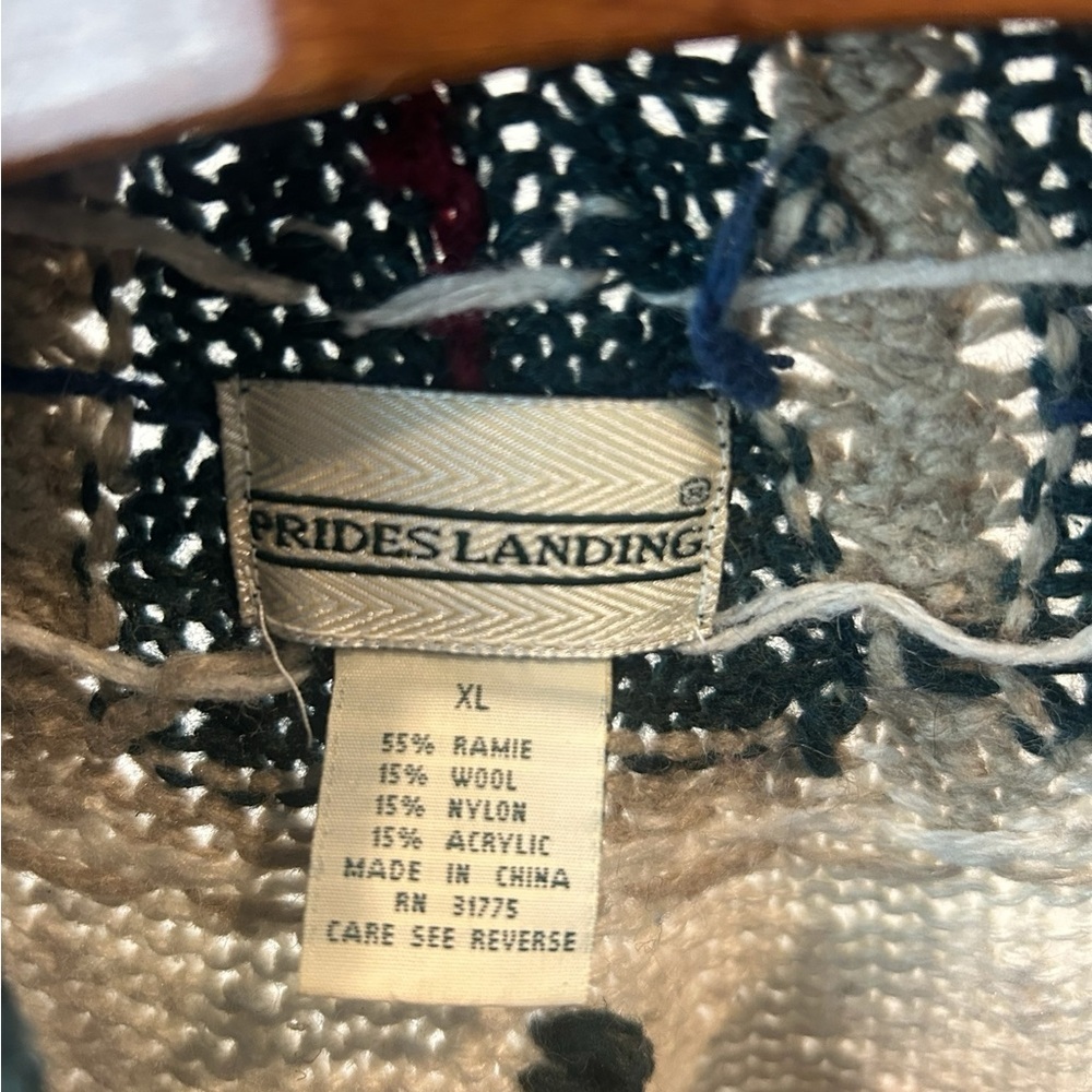 Green and Cream Knit Sweater by prides landing. Size XL - Picture 3 of 3